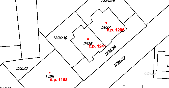 Lipník nad Bečvou I-Město 1241, Lipník nad Bečvou na parcele st. 2026 v KÚ Lipník nad Bečvou, Katastrální mapa
