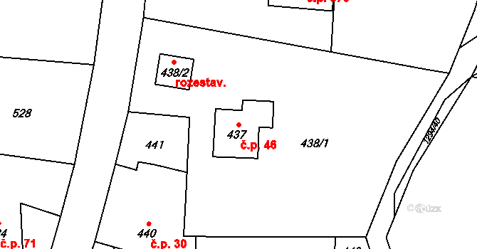 Kunčičky u Bašky 46, Baška na parcele st. 437 v KÚ Kunčičky u Bašky, Katastrální mapa