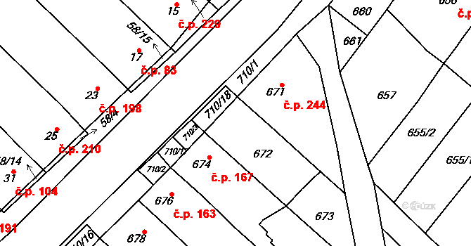 Zarazice 179, Veselí nad Moravou na parcele st. 672 v KÚ Zarazice, Katastrální mapa