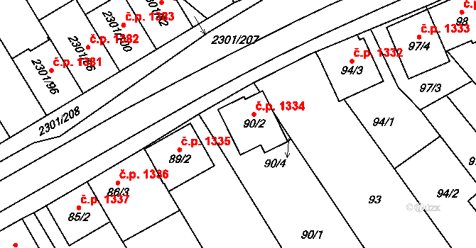 Dubňany 1334 na parcele st. 90/2 v KÚ Dubňany, Katastrální mapa