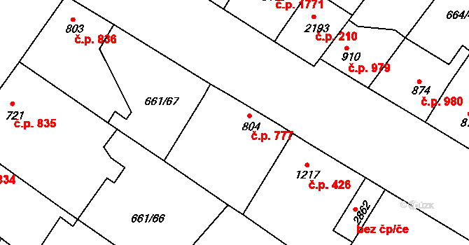 Veselí nad Moravou 777 na parcele st. 804 v KÚ Veselí-Předměstí, Katastrální mapa
