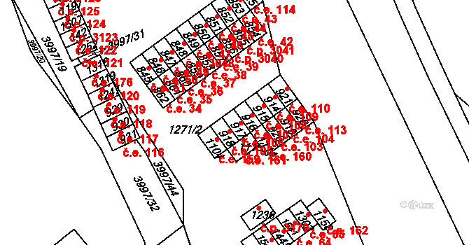 Pazderna 106, Vyškov na parcele st. 917 v KÚ Dědice u Vyškova, Katastrální mapa
