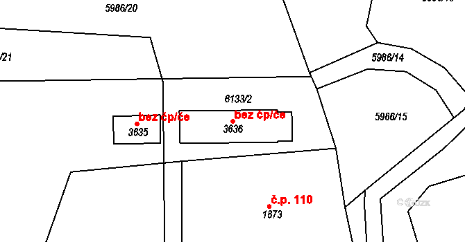 Huslenky 147472865 na parcele st. 3636 v KÚ Huslenky, Katastrální mapa