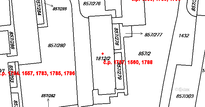 Blansko 1560,1787,1788 na parcele st. 1812/2 v KÚ Blansko, Katastrální mapa