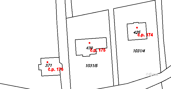 Kamenec u Poličky 175 na parcele st. 439 v KÚ Kamenec u Poličky, Katastrální mapa