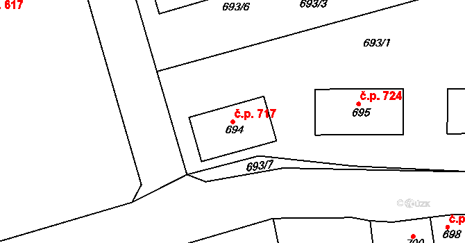Hořovice 717 na parcele st. 694 v KÚ Hořovice, Katastrální mapa