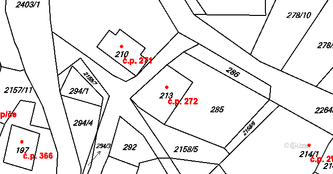 Skalice u České Lípy 272 na parcele st. 213 v KÚ Skalice u České Lípy, Katastrální mapa