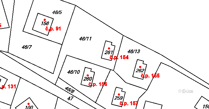 Březka 154, Libuň na parcele st. 261 v KÚ Březka, Katastrální mapa