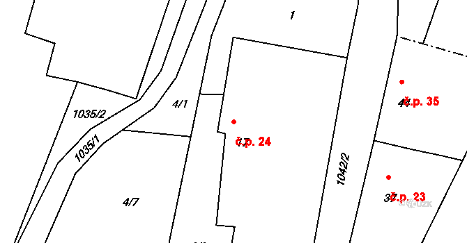Slavošovice 24, Libín na parcele st. 17 v KÚ Slavošovice u Lišova, Katastrální mapa