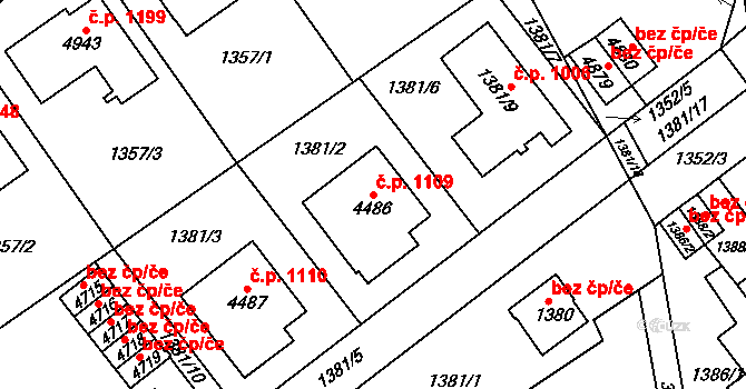 Žamberk 1109 na parcele st. 4486 v KÚ Žamberk, Katastrální mapa