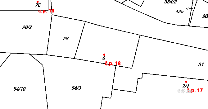 Kluk 18, Poděbrady na parcele st. 6 v KÚ Kluk, Katastrální mapa