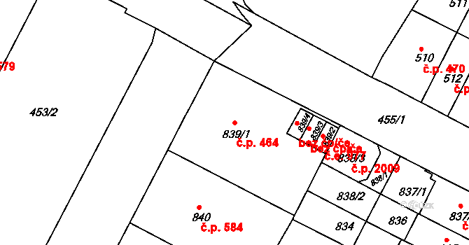 Černá Pole 464, Brno na parcele st. 839/1 v KÚ Černá Pole, Katastrální mapa