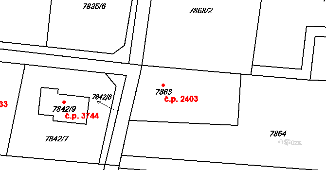 Frýdek 2403, Frýdek-Místek na parcele st. 7863 v KÚ Panské Nové Dvory, Katastrální mapa