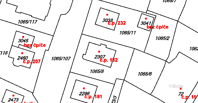 Hamrníky 182, Mariánské Lázně na parcele st. 2307 v KÚ Úšovice, Katastrální mapa