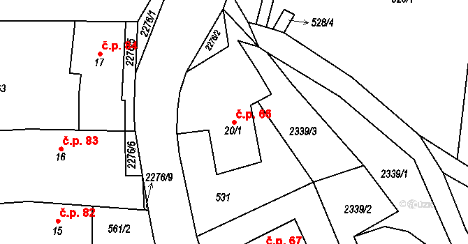 Lukavice 66 na parcele st. 20/1 v KÚ Lukavice u Rychnova nad Kněžnou, Katastrální mapa