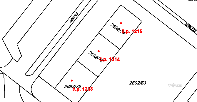 Braník 1214, Praha na parcele st. 2692/78 v KÚ Braník, Katastrální mapa