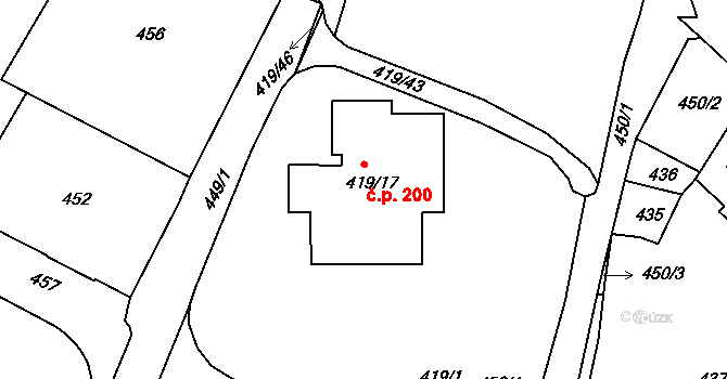 Rumburk 1 200, Rumburk na parcele st. 419/17 v KÚ Rumburk, Katastrální mapa