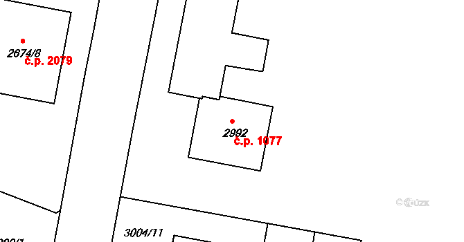 České Budějovice 3 1077, České Budějovice na parcele st. 2992 v KÚ České Budějovice 3, Katastrální mapa