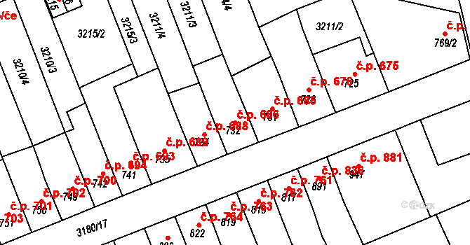 Česká Třebová 686 na parcele st. 732 v KÚ Česká Třebová, Katastrální mapa