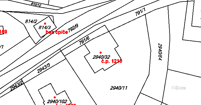 Sedlčany 1210 na parcele st. 2940/32 v KÚ Sedlčany, Katastrální mapa