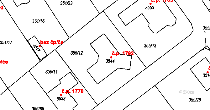 Čáslav-Nové Město 1792, Čáslav na parcele st. 3544 v KÚ Čáslav, Katastrální mapa