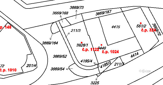 Žichlínské Předměstí 1122, Lanškroun na parcele st. 3928/1 v KÚ Lanškroun, Katastrální mapa