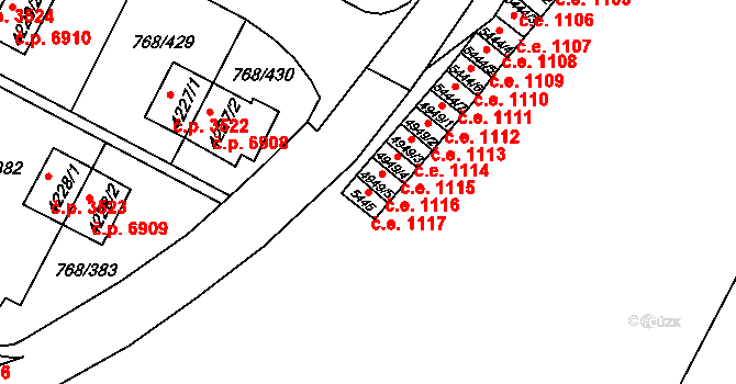 Zlín 1117 na parcele st. 5445 v KÚ Zlín, Katastrální mapa