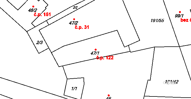 Nížkov 122 na parcele st. 47/1 v KÚ Nížkov, Katastrální mapa