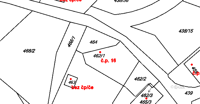 Chlum 16, Zlín na parcele st. 462/1 v KÚ Lhotka u Zlína, Katastrální mapa