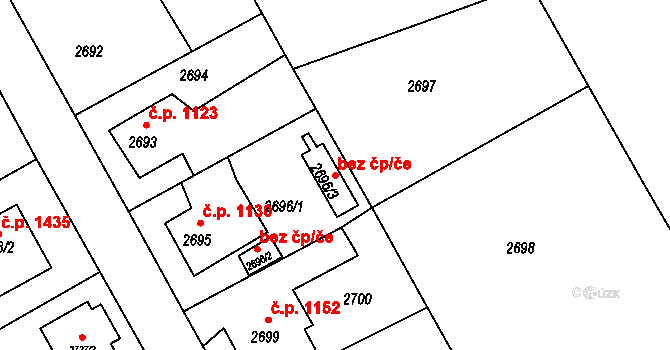 Děčín 42026865 na parcele st. 2696/3 v KÚ Děčín, Katastrální mapa
