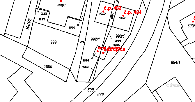 Jaroslavice 43247865 na parcele st. 992/3 v KÚ Jaroslavice, Katastrální mapa