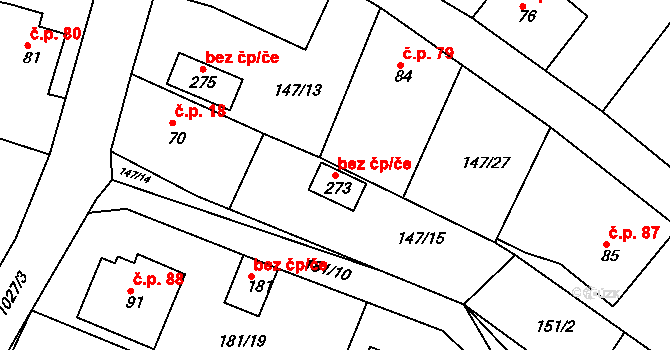 Seč 43502865 na parcele st. 273 v KÚ Kraskov, Katastrální mapa