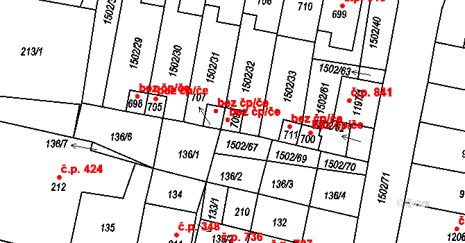 Jevíčko 46007865 na parcele st. 709 v KÚ Jevíčko-předměstí, Katastrální mapa