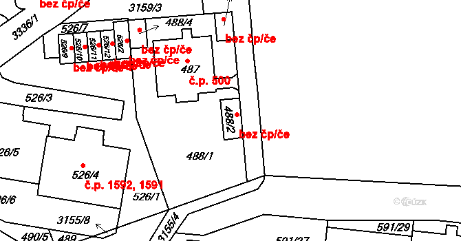 Praha 46702865 na parcele st. 488/2 v KÚ Krč, Katastrální mapa
