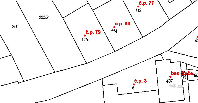 Lukavice 79 na parcele st. 115 v KÚ Lukavice, Katastrální mapa
