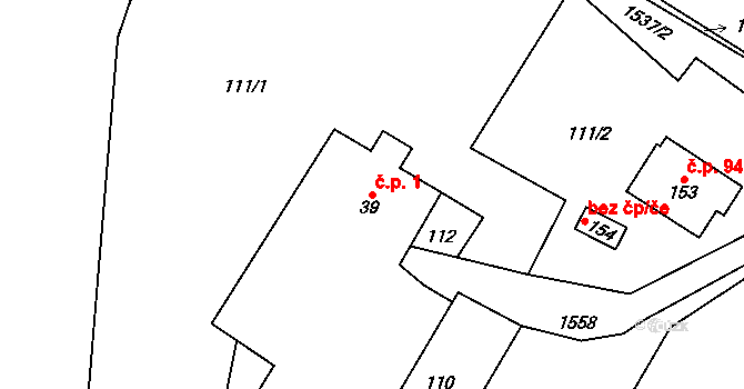 Rychnov 1, Krouna na parcele st. 39 v KÚ Rychnov, Katastrální mapa