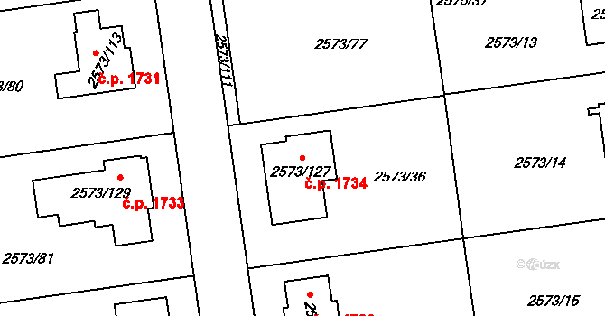 Rychnov nad Kněžnou 1734 na parcele st. 2573/127 v KÚ Rychnov nad Kněžnou, Katastrální mapa