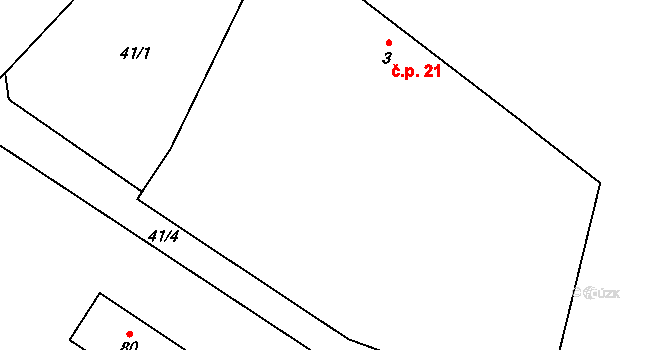 Myšenec 21, Protivín na parcele st. 3 v KÚ Myšenec, Katastrální mapa
