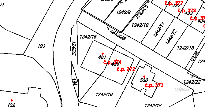Brandýs nad Orlicí 371 na parcele st. 461 v KÚ Brandýs nad Orlicí, Katastrální mapa