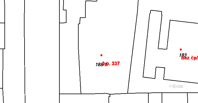 Třešť 337 na parcele st. 188/1 v KÚ Třešť, Katastrální mapa