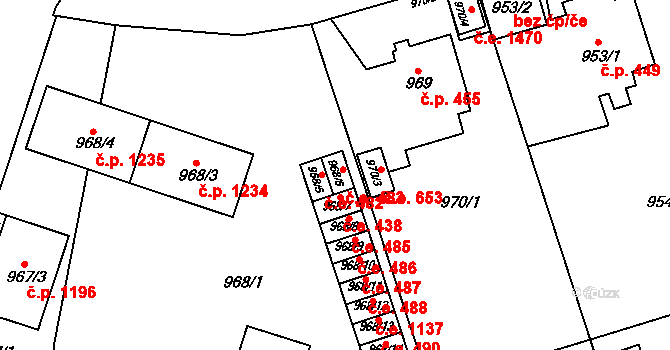 Český Těšín 483 na parcele st. 968/6 v KÚ Český Těšín, Katastrální mapa