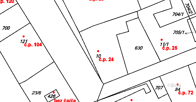 Čeperka 24 na parcele st. 10 v KÚ Čeperka, Katastrální mapa