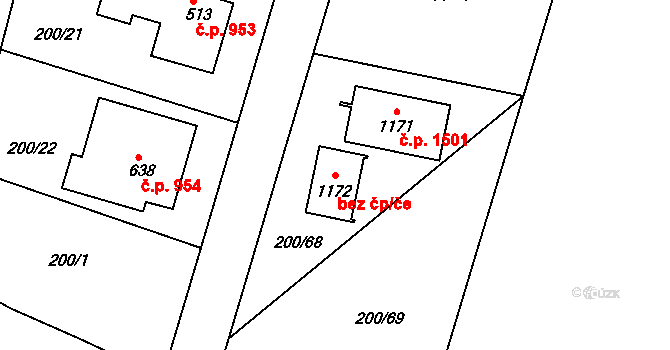 Rudná 95974865 na parcele st. 1172 v KÚ Hořelice, Katastrální mapa