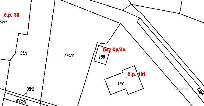 Petrovice I 100244866 na parcele st. 188 v KÚ Petrovice I, Katastrální mapa