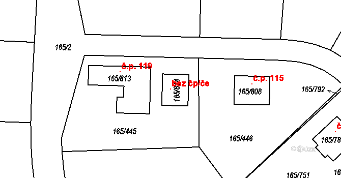Jenišov 102217866 na parcele st. 165/814 v KÚ Jenišov, Katastrální mapa