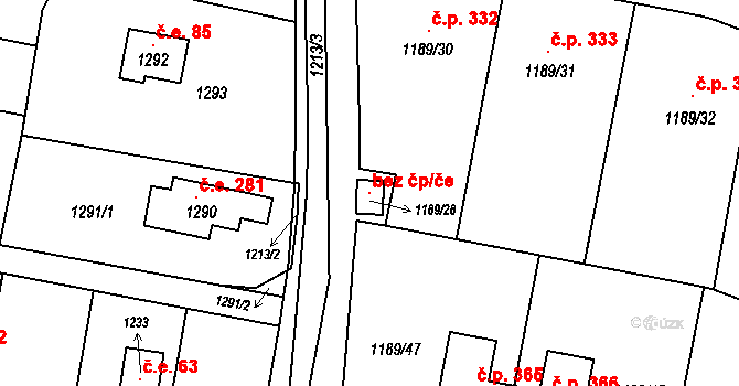 Blansko 106783866 na parcele st. 1189/28 v KÚ Těchov, Katastrální mapa