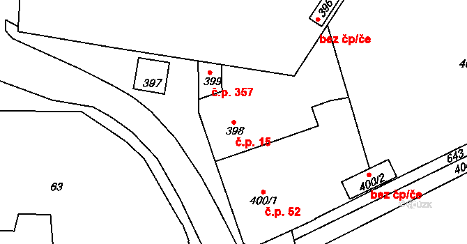Sedlec 15, Kutná Hora na parcele st. 398 v KÚ Sedlec u Kutné Hory, Katastrální mapa