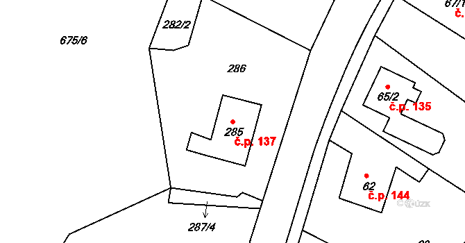 Pila 137 na parcele st. 285 v KÚ Pila, Katastrální mapa