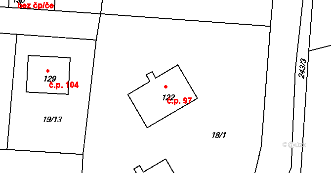 Záluží 97, Čelákovice na parcele st. 122 v KÚ Záluží u Čelákovic, Katastrální mapa