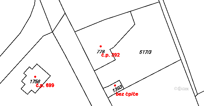 Cvikov II 392, Cvikov na parcele st. 778 v KÚ Cvikov, Katastrální mapa